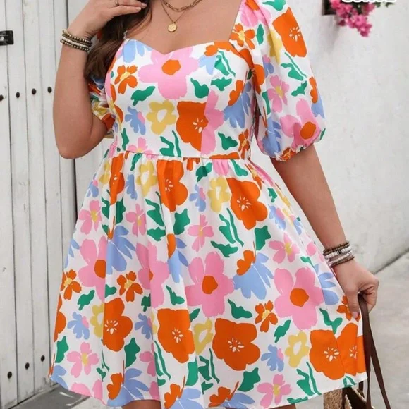 SHEIN Vacay Women Boho Holiday Floral
Red blue Orange Casual Dress Large NWT - Picture 4 of 9